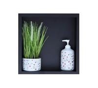 BALNEO WALL-BOX ONE Nicho de Ducha de Pared de Acero Inoxidable Negro, Impermeable, Instalación de Nicho Flexible, 30x30x7cm, Nicho para Utensilios de Baño, Sin Azulejos