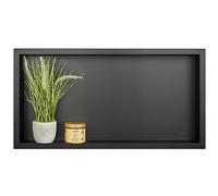BALNEO WALL-BOX ONE Nicho de Ducha de Pared Negro Nicho de Ducha de Acero Inoxidable 60x30x7cm Negro, Nicho Impermeable para Utensilios de Baño, Sin Azulejos, Instalación de Nicho Flexible
