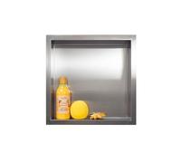 Balneo Wall-Box One Nicho de Ducha de Pared para el Baño de Acero Inoxidable 30x30x10cm, Impermeable para Utensilios de Baño, sin Azulejos, Instalación Flexible