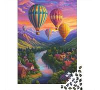 Balón de Aire Caliente Puzzle De 1000 Trozos Globo de Flores Papel Grueso Rompecabezas Compatible con Tabla Noche De Juegos En Familia Horas Entretenimiento 38x26cm/1000pcs