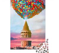 Balón de Aire Caliente Puzzle De 1000 Trozos Globo sobre la Torre Papel Grueso Rompecabezas Apasionados De Los Ocio En Casa Horas De Entretenimiento Garantizadas 52x38cm/1000pcs