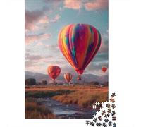 Balón de Aire Caliente Puzzle De 1000 Trozos Globos sobre el Campo Papel Grueso Rompecabezas Compatible con Tabla Personas Que Aman Entrenamiento Cerebral 52x38cm/1000pcs
