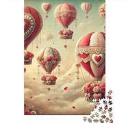 Balón de Aire Caliente Set De 1000 Piezas Papel Reciclado Globos del corazón Puzzle Familiar Aficionados A Los Fácil Almacenar Rompecabezas Atractivo Horas Entretenimiento 38x26cm/1000pcs
