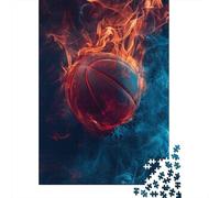 Balón de Baloncesto Ardiente Puzzle de 1000 Piezas Papel para Adultos Estilo Arte de Llamas Mejora Concentración Decoración Hogar Regalo Familiar Juego de Puzzle 1000 Piezas 70x50cm/1000pcs