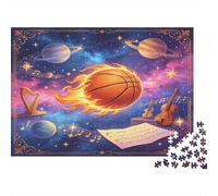 Balón de Baloncesto Ardiente Universo Puzzle de 1000 Piezas Puzzle para Adultos Papel Juego de Puzzle 1000 Piezas Relajación Foco Regalo Familiar 38x26cm/1000pcs