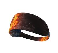 Balón de Baloncesto en Llamas y Agua,Banda Deportiva para el Sudor Unisex, Multiusos, elástica para el Pelo