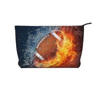 Balón de fútbol Americano en Llamas,Neceser de Pana, Neceser de Maquillaje portátil, Neceser de Viaje