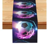 Balón de fútbol de Fuego Impreso,Camino de Mesa de Lino sintético para el hogar, Fiestas, comedores, 33 x 183 cm