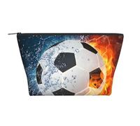 Balón de fútbol en Fuego y Agua, Bolsa de artículos de tocador Bolsa de Maquillaje Bolsa de cosméticos Bolsa de artículos de tocador de Viaje portátil