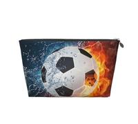Balón de fútbol en Fuego y Agua, Bolsa de artículos de tocador Bolsa de Maquillaje Bolsa de cosméticos Bolsa de artículos de tocador de Viaje portátil