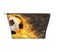 Balón de fútbol en Llamas de Fuego ardiente, Bolsa de artículos de tocador Bolsa de Maquillaje Bolsa de cosméticos Bolsa de artículos de tocador de Viaje portátil