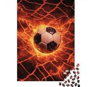 Balón de Fútbol en Llamas Red de GOL Puzzle de 1000 Piezas Papel Puzzle para Adultos Escena Deportiva Dinámica Puzzle para Toda la Familia Regalo Hogar 38x26cm/1000pcs