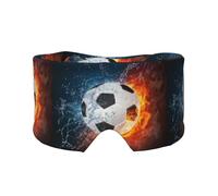 Balón de fútbol en llamas y agua,Máscara para ojos con bloqueo de luz y protección ocular completa para dormir, orejeras y ojos.