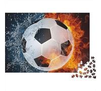 Balón de fútbol Fuego y Agua, Rompecabezas de 1000 Piezas para Adultos Hombres y Mujeres, balón de fútbol, Fuego, Agua, Deporte, Premium Resistente, desafiante, Alivio del estrés, 70x50cm/1000pzas