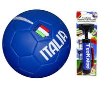 Balón de fútbol Italia para entrenamiento o partido, tamaño 5, diámetro 23 cm, talla 5, con bomba portátil para inflado rápido con extensión de 2 agujas y una boquilla