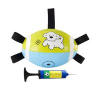 Balón de fútbol para perros, juego de mordedura de piel sintética, con correas, juguete de pelota de perro de piel sintética, para jugar con mascotas, pequeño, mediano, raza grande, cachorro