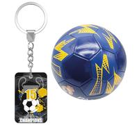 Balón de Fútbol Real Madrid Oficial Talla 5 Azul Marino + Llavero | Balón Deportivo para Fans | Ideal para Entrenamiento y Regalo | Producto Licenciado del Club Real Madrid