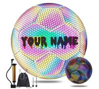Balón de fútbol reflectante personalizado, tamaño 4 y 5 para niños y adultos, regalo de fútbol personalizado holográfico reflectante con nombre o texto para entrenador, novio, papá, mamá (B, n.º 4)