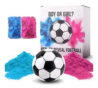 Balón de fútbol revelador de género niña o niño, Kit Completo para Baby Shower con 2 Paquetes de Polvos de Colores y 2 Paquetes de Confeti Rosa y Azul (Pack)