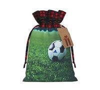 Balón de fútbol sobre hierba, 1 bolsa con cordón de 4.7 x 6.9 pulgadas, duradera y elegante, ideal para regalos personalizados de Halloween