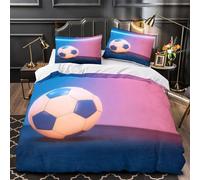 Balón de fútbol SpaceArt Funda de Edredón con Fundas de Almohada 3 Piezas Diseño 3D Cremallera Oculta Transpirable Ilustración de fantasía digital Funda Edredon for niños y niñas King（220x240cm）