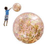 Balón de playa hinchable - Juguete globo con confeti y lentejuelas | Globo brillante para playa | Bola transparente de PVC con lentejuelas, bomba de aire incluida, 40 cm para de verano, G