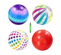 Balón de playa inflable - Bolas de piscina inflables, 4 piezas, juego de verano con bomba de aire para nadar, cumpleaños, para niños y adultos, actividades al aire libre, parque acuático