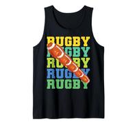 Balón de Rugby en Movimiento - Diseño Deportivo Estilo Retro Camiseta sin Mangas