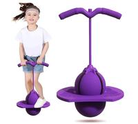 Balón de Salto en Equilibrio con Asa y Bomba, Pogo Jumpers Antideslizante con Plataforma Resistente, Divertido Juguete de Salto y Bouncing para Mejorar el Equilibrio de Niños y Jóvenes