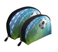 Balón Deportivo de fútbol Impreso., Bolsa de Maquillaje de Concha, Monedero pequeño para Mujer, Bolsa de artículos de tocador, Bolsa de cosméticos, 2 Piezas