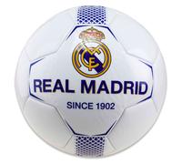 Balón grande real madrid blanco azul centro escudo detalles azules li