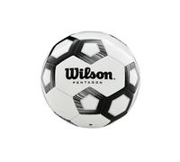 Wilson WTE8527XB04 Balón de Fútbol, Pentagon, Tamaño 4, Diseño de 30 Paneles, Acolchado de Pvc, Blanco/Negro