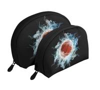Baloncesto Abstracto, Bolsa de Maquillaje de Concha, Monedero pequeño para Mujer, Bolsa de artículos de tocador, Bolsa de cosméticos, 2 Piezas