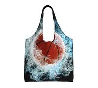 Baloncesto abstracto,Bolsas de mano reutilizables, bolsas de supermercado, bolso de hombro de lona de gran capacidad