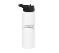 BALONCESTO AMOR EN BLANCO CON FRONTERA MORADA Stainless Steel Insulated Water Bottle