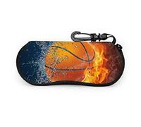 Baloncesto Bola Fuego Agua Raster Ilustración Estuche para anteojos Estuche para niños Gafas de sol para mujer Estuche suave con cremallera de neopreno portátil ligero Estuche para anteojos de dibujos
