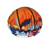 Baloncesto Bosquejo colorido Disfrute Gorro de ducha Gorros de ducha para mujeres Gorros de ducha impermeables de doble capa, reutilizables.