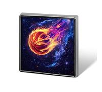 Baloncesto con llamas, divertido pin de solapa cuadrado, broche, insignia, sombrero, ropa, joyería, accesorios, regalos para hombres y mujeres