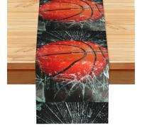 Baloncesto Cristal Rompiendo Ventana,Camino de Mesa de Lino sintético para el hogar, Fiestas, comedores, 33 x 183 cm