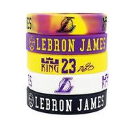 Baloncesto de la NBA Lebron James Retrato Pulsera número 23 DE Silicona Deporte Inspirador Palabra Pulsera 5 Piezas (Los Angeles Lakers)