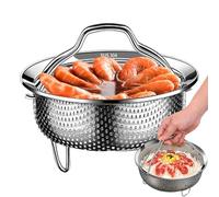 Baloncesto de vapor de metal: limpiador de arroz de baloncesto para vaporera de inserción de ollas, vaporera de verduras, vaporera de acero inoxidable, cesta de drenaje de orificio apretado | Cesta de