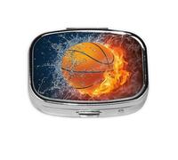 Baloncesto En Agua Y Fuego, Pastillero cuadrado para bolsillo o monedero, pequeño contenedor de pastillas, organizador de pastillas de viaje