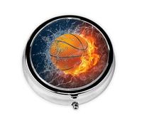 Baloncesto En Agua Y Fuego, Pastillero, Pastillero redondo Pequeño contenedor de pastillas Organizador de pastillas de viaje