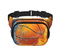 Baloncesto en Agua y Fuego,Riñonera Cuadrada de Doble Capa, Bolso de Viaje, Bolso Informal para el Pecho.