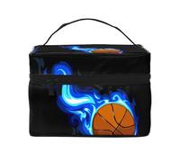 Baloncesto en Llamas, Bolsa de Maquillaje Bolsa de cosméticos Bolsa de artículos de tocador de Viaje portátil Estuche para lápices Bolsa de artículos de tocador