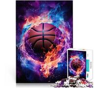 Baloncesto Envuelto en Llamas Rompecabezas de 1000 Piezas para Adolescentes Juego desafiante con Piezas de Formas aleatorias Que se entrelazan Completamente 38x26cm