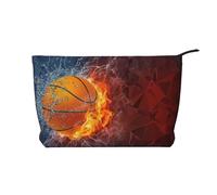 Baloncesto: Llamas y Gotas de Agua,Neceser de Pana, Neceser de Maquillaje portátil, Neceser de Viaje