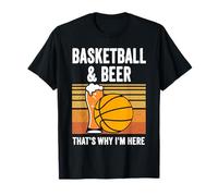 Baloncesto y cerveza por eso estoy aquí divertido retro puesta de sol Camiseta