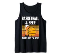 Baloncesto y Cerveza por eso Estoy aquí Divertido Retro Puesta de Sol Camiseta sin Mangas