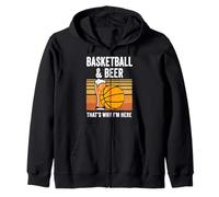 Baloncesto y Cerveza por eso Estoy aquí Divertido Retro Puesta de Sol Sudadera con Capucha